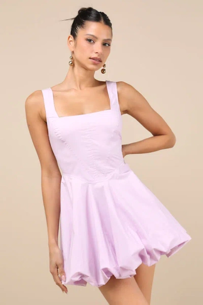 LULUS MADALINDE LAVENDER SLEEVELESS BUBBLE-HEM MINI DRESS