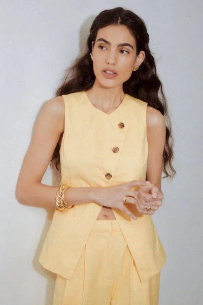 LULUS NATURAL POISE YELLOW ASYMMETRICAL VEST TOP