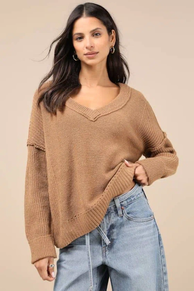 LULUS NOTABLY TOASTY BROWN SWEATER