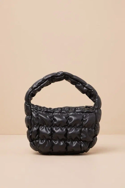 LULUS RICKY BLACK QUILTED PUFFER SHOULDER BAG