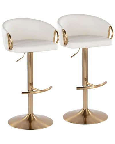 LUMISOURCE LUMISOURCE SET OF 2 CLAIRE CONTEMPORARY/GLAM ADJUSTABLE BAR STOOLS WITH  FOOTREST