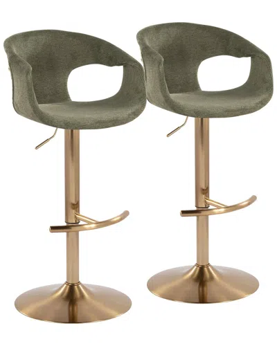 LUMISOURCE LUMISOURCE SET OF 2 CURVA CONTEMPORARY ADJUSTABLE BAR STOOLS WITH FOOTREST