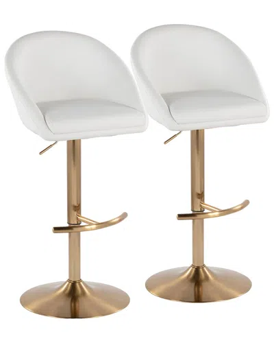 LUMISOURCE LUMISOURCE SET OF 2 MATISSE HIGHBACK CONTEMPORARY/GLAM ADJUSTABLE BAR STOOLS  WITH FOOTREST