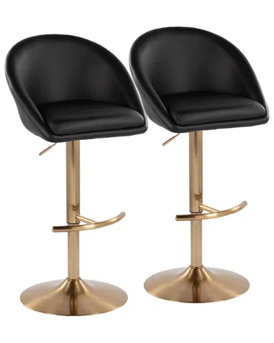 LUMISOURCE LUMISOURCE SET OF 2 MATISSE HIGHBACK CONTEMPORARY/GLAM ADJUSTABLE BAR STOOLS  WITH FOOTREST