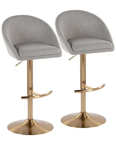 LUMISOURCE LUMISOURCE SET OF 2 MATISSE HIGHBACK CONTEMPORARY/GLAM ADJUSTABLE BAR STOOLS  WITH FOOTREST