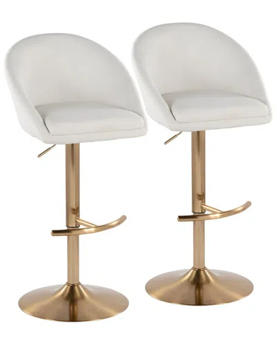 LUMISOURCE LUMISOURCE SET OF 2 MATISSE HIGHBACK CONTEMPORARY/GLAM ADJUSTABLE BAR STOOLS  WITH FOOTREST