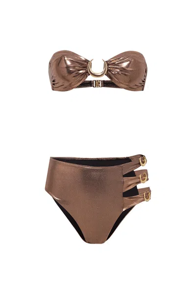 LUNA B WOMEN'S BROWN TWO-PIECE AURORA BIKINI – COPPER