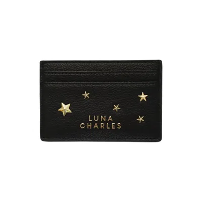 LUNA CHARLES WOMEN'S GOLD / BLACK TALA STAR STUDDED CARD HOLDER - BLACK & GOLD