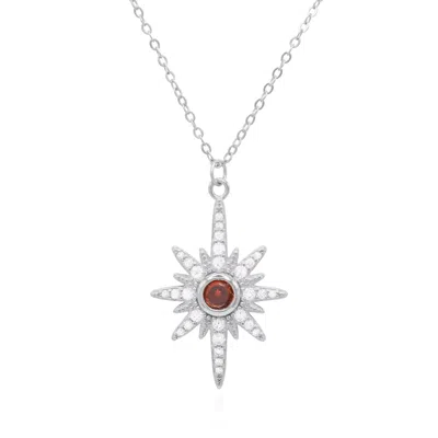 LUNA CHARLES WOMEN'S HEIDI NORTH STAR BIRTHSTONE NECKLACE SILVER JANUARY