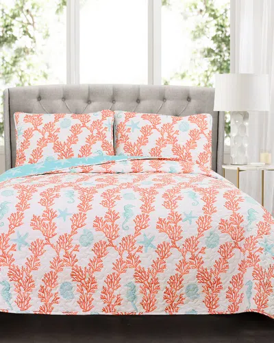 LUSH DECOR LUSH DECOR DINA CORAL QUILT SET