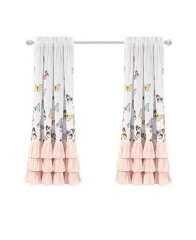LUSH DECOR KIDS FLUTTER BUTTERFLY RUFFLED CURTAIN SET, 52" X 63"