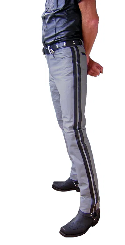 LUSTFASHION LEDERHOSE GRAU LEDERJEANS POLICE STYLE HOSE LEDER LEATHER TROUSERS PANTS GREY