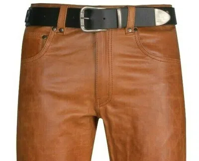 LUSTFASHION LEDERHOSE MITTELBRAUN LEDERJEANS КОЖАНЫЕ ШТАНЫ LEATHER TROUSERS PANTS BROWN