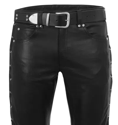LUSTFASHION SCHNÜRLEDERHOSE LEDERHOSE NEU SCHNÜRJEANS LEATHER TROUSERS PANTS BLACK LACING