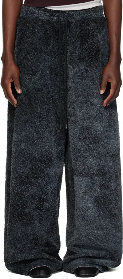 LU'U DAN GRAY RAW-CUT BONTANS SUEDE PANTS