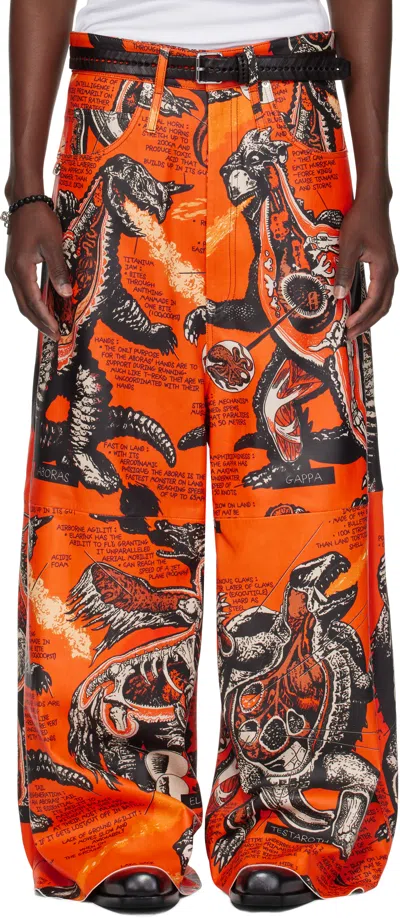 LU'U DAN ORANGE DUMPSTER LEATHER PANTS