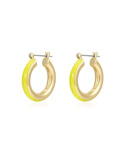 LUV AJ STRIPE BABY AMALFI HOOPS- NEON YELLOW- GOLD