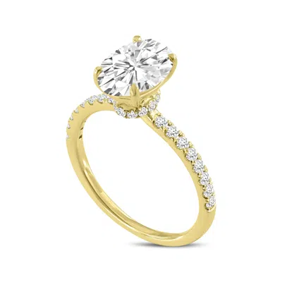 LUVMYJEWELRY ADRIANA 14K YELLOW GOLD OVAL LAB GROWN DIAMOND HIDDEN HALO ENGAGEMENT RING - 2.34 CT