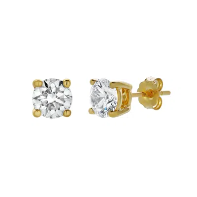 LUVMYJEWELRY AKNA 14K GOLD LAB GROWN ROUND SOLITAIRE DIAMOND EARRINGS - 1.5 CTS