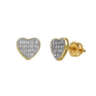 LUVMYJEWELRY BEAT 10K YELLOW GOLD CLUSTER DIAMOND UNISEX EARRINGS - 0.09 CTS