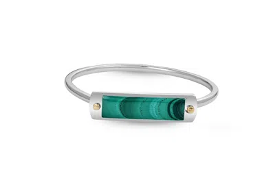 LUVMYJEWELRY BIG ID MALACHITE STERLING SILVER MEN CUFF BRACELET