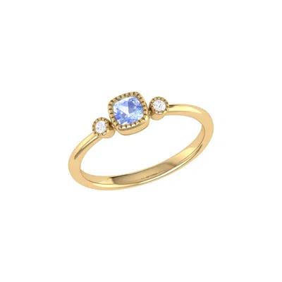 LUVMYJEWELRY CUSHION CUT TANZANITE & DIAMOND BIRTHSTONE RING IN 14K GOLD