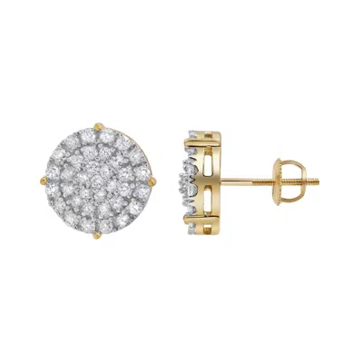 LUVMYJEWELRY DARTBOARD 14K YELLOW GOLD DIAMOND STUD EARRINGS - 0.93CT.
