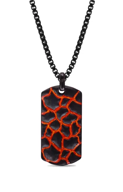 LUVMYJEWELRY EARTH FIRE SILVER & ENAMEL TAG NECKLACE