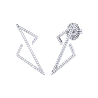 LUVMYJEWELRY ELECTRIC SPARK ZIG ZAG STERLING SILVER DIAMOND EARRING