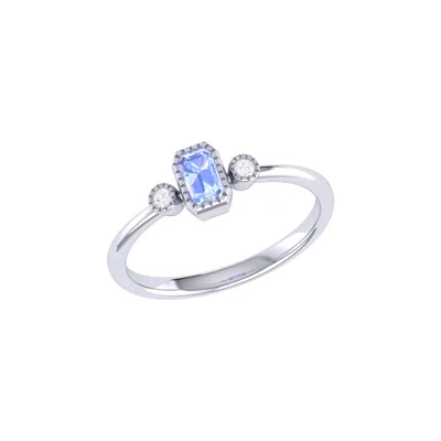 LUVMYJEWELRY EMERALD CUT TANZANITE & DIAMOND BIRTHSTONE RING IN 14K GOLD