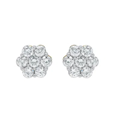 LUVMYJEWELRY FASHIONABLE 14K YELLOW GOLD DIAMOND CLUSTER EARRINGS - 1.25CT.
