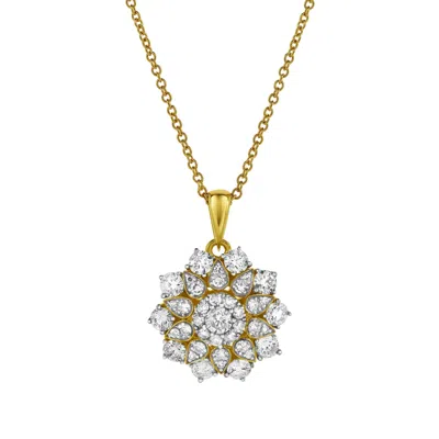 LUVMYJEWELRY FLOWER OF LIFE DIAMOND PENDANT IN 10K YELLOW GOLD