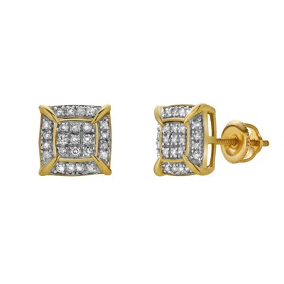 LUVMYJEWELRY FROST 10K YELLOW GOLD CLUSTER DIAMOND UNISEX EARRINGS - 0.19 CTS