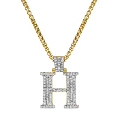 LUVMYJEWELRY H INITIAL DIAMOND PENDANT 10K YELLOW GOLD - 0.95 CARATS