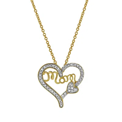LUVMYJEWELRY HEART DUO MOM DIAMOND PENDANT NECKLACE IN 10K YELLOW GOLD
