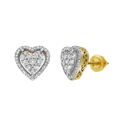 LUVMYJEWELRY HEARTLAND BLING 14K YELLOW GOLD DIAMOND STUD EARRINGS - 0.62CT.