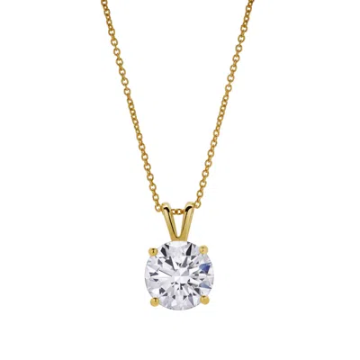 LUVMYJEWELRY LUCENT 14K GOLD ROUND LAB GROWN DIAMOND PENDANT - 3.06 CT