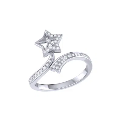 LUVMYJEWELRY LUCKY STAR TWIST STERLING SILVER DIAMOND RING
