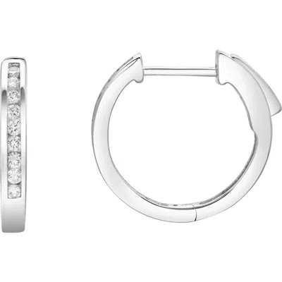 LUVMYJEWELRY LUVMYJEWELRY MAGNOLIA CHANNEL-SET DIAMOND HUGGIE HOOP EARRINGS