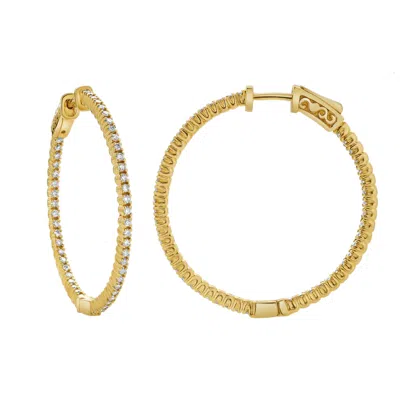 LUVMYJEWELRY MERICIUS 14K YELLOW GOLD DIAMOND HOOPEARRINGS - 1.01 CTS