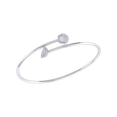 LUVMYJEWELRY MOON STAGES STERLING SILVER DIAMOND ADJUSTABLE BANGLE