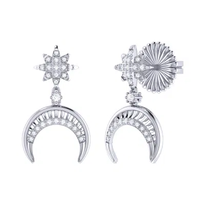 LUVMYJEWELRY NORTH STAR MOON CRESCENT STERLING SILVER DIAMOND EARRING