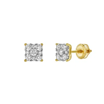 LUVMYJEWELRY NOVA 14K YELLOW GOLD CLUSTER LAB GROWN DIAMOND UNISEX EARRINGS - 0.99 CTS