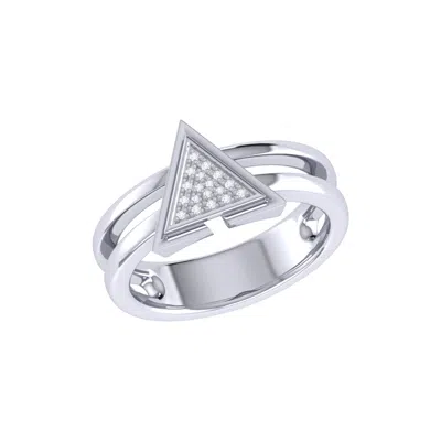 LUVMYJEWELRY ON POINT TRIANGLE STERLING SILVER DIAMOND RING