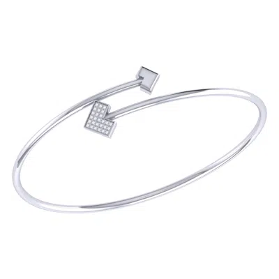 LUVMYJEWELRY ONE WAY ARROW STERLING SILVER DIAMOND BANGLE