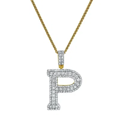 LUVMYJEWELRY P INITIAL DIAMOND PENDANT 14K YELLOW GOLD - 2.19 CARATS