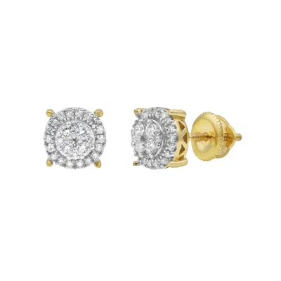 LUVMYJEWELRY QUAD CIRCLE 14K YELLOW GOLD DIAMOND EARRINGS - 0.25CT.