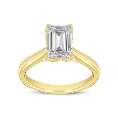 LUVMYJEWELRY RAHINA 14K YELLOW GOLD EMERALD LAB GROWN DIAMOND SOLITAIRE ENGAGEMENT RING - 1.5 CT