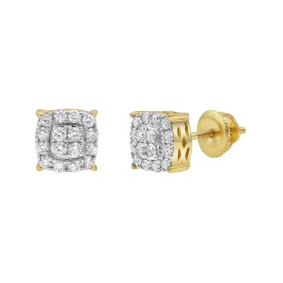 LUVMYJEWELRY ROUNDED SQUARE 14K YELLOW GOLD DIAMOND EARRINGS - 0.31CT.