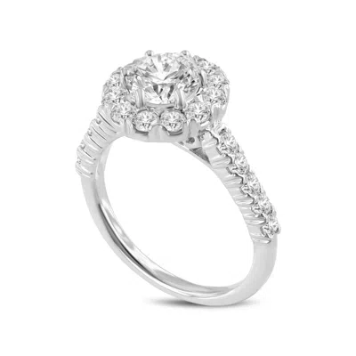 LUVMYJEWELRY SERAPHINE 14K WHITE GOLD ROUND CUT LAB GROWN DIAMOND HALO ENGAGEMENT RING - 2.04 CT